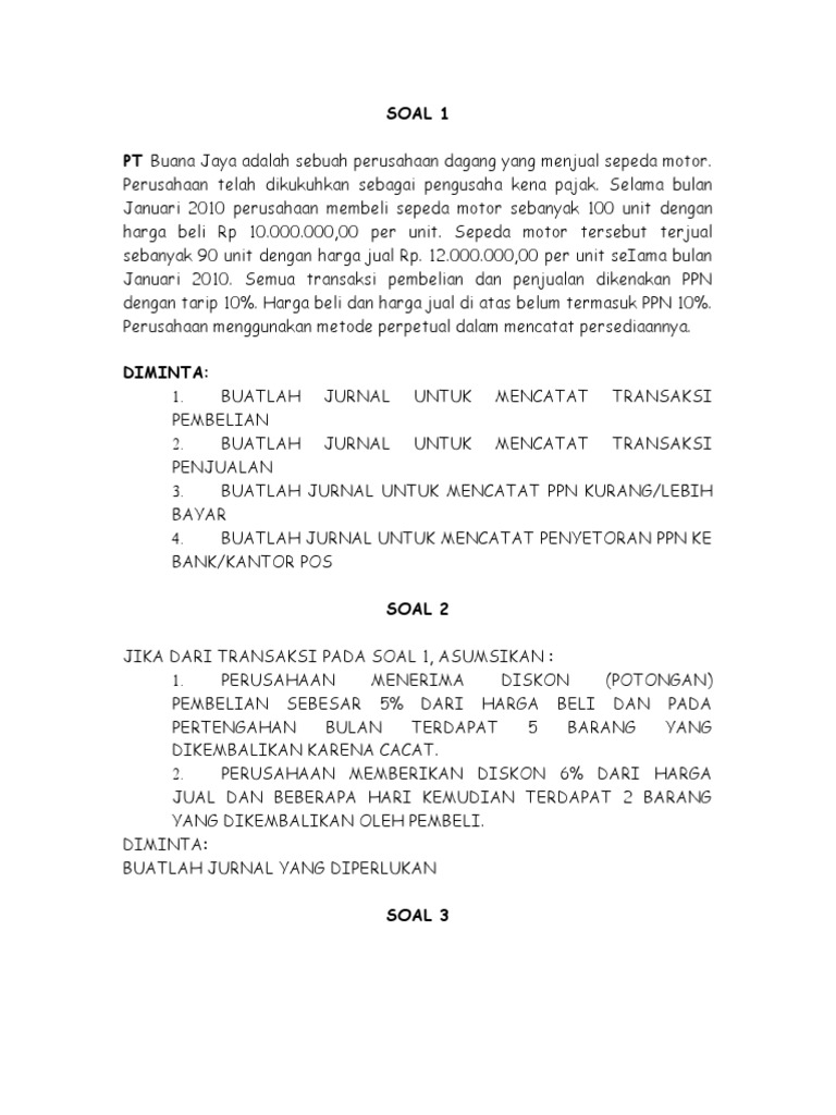 Contoh Soal Ppn Masukan Dan Keluaran Dan Jurnal Belajar