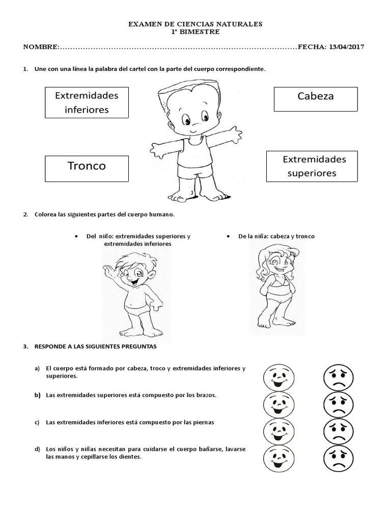 Examen de Ciencias Naturales Para Primero