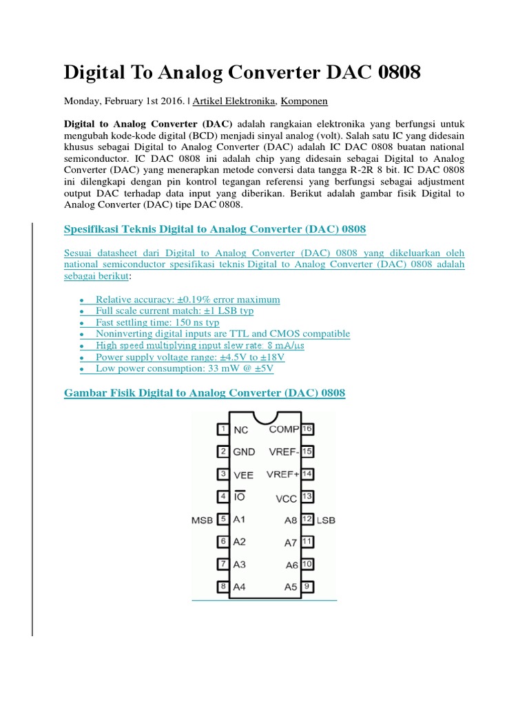 Digital To Analog Converter DAC 0808 PDF