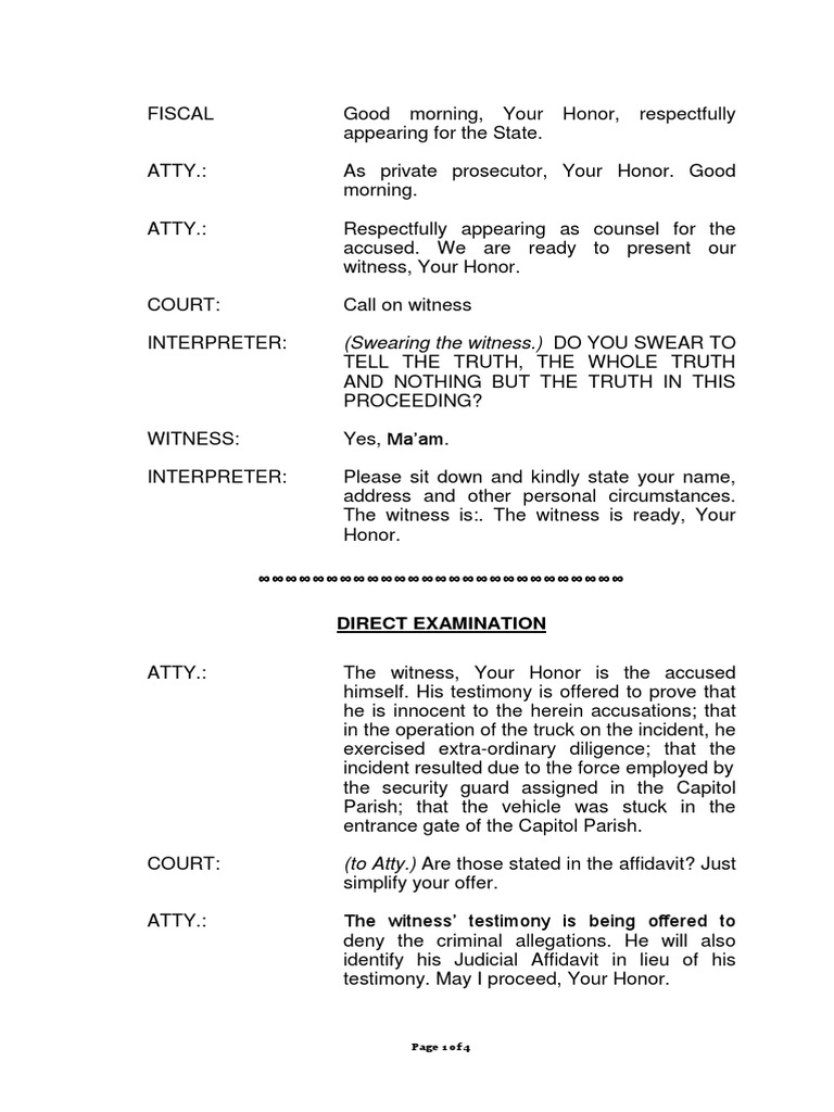 Reckless Imprudence Resulting in Homicide PDF Witness Cross