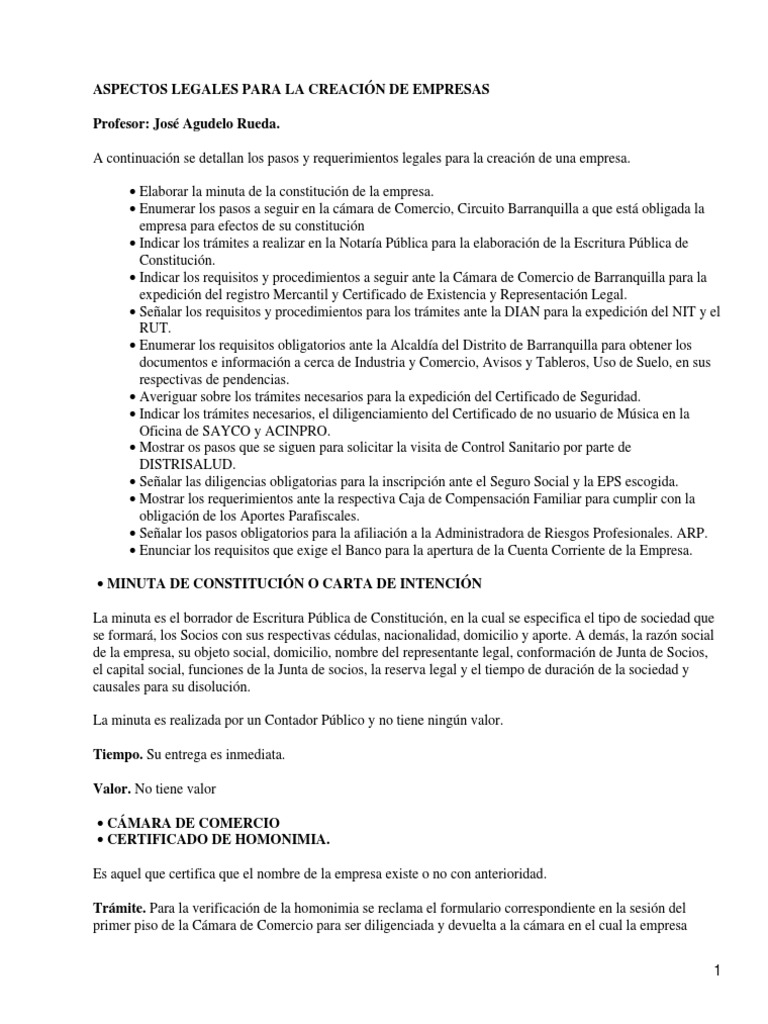 Pasos para Crear Empresa | PDF | Sociedad de responsabilidad limitada ...