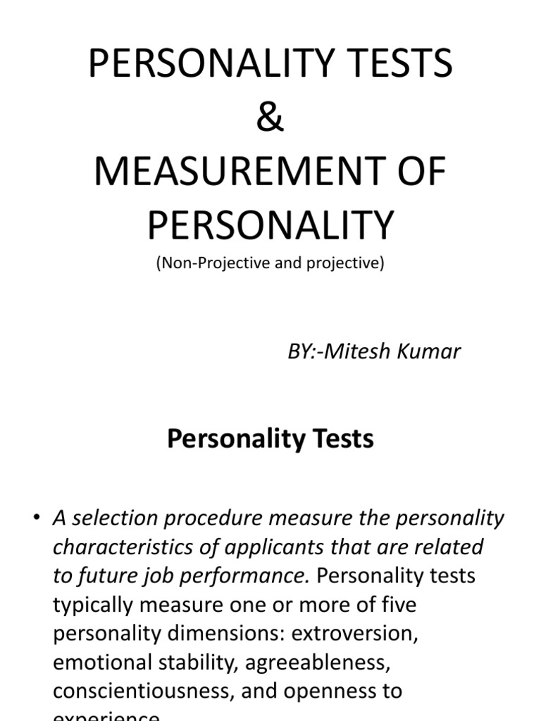 Personality Assessment Techniques Overview | PDF | Metaphysics Of Mind ...