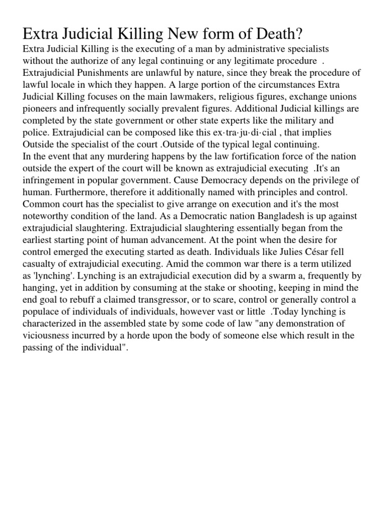 Extrajudicial Killings: Global Impact | PDF | Rodrigo Duterte | Capital ...