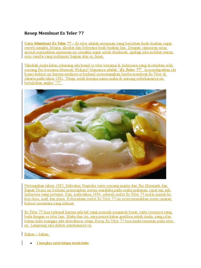 Resep Membuat Es Teler 77 | PDF