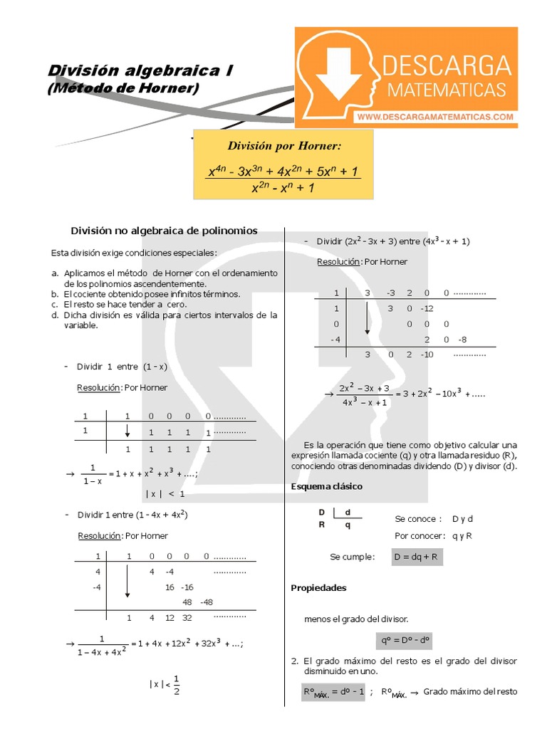 07 Descargar División de Polinomios Horner Ruffini y Teorema Del Resto