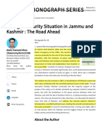 Idsa Monograph Series: Changed Security Situation in Jammu and Kashmir: The Road Ahead