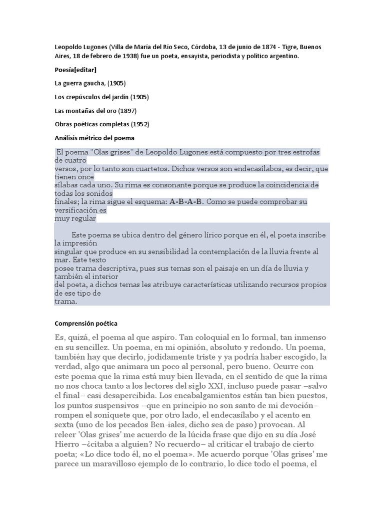 Leopoldo Lugones Pdf Metro Poesía Poesía