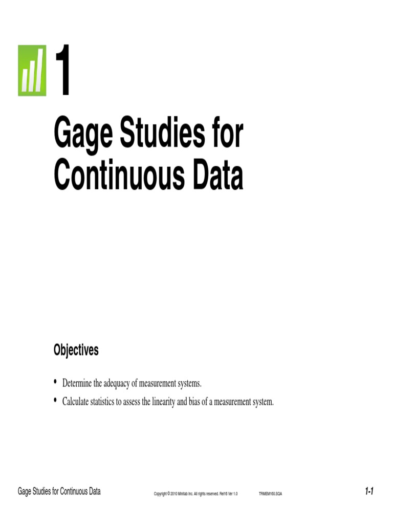 Gage Studies For Continuous Data PDF | PDF