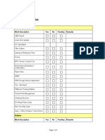 Handover Checklist: Work Description Yes No Pending Remarks