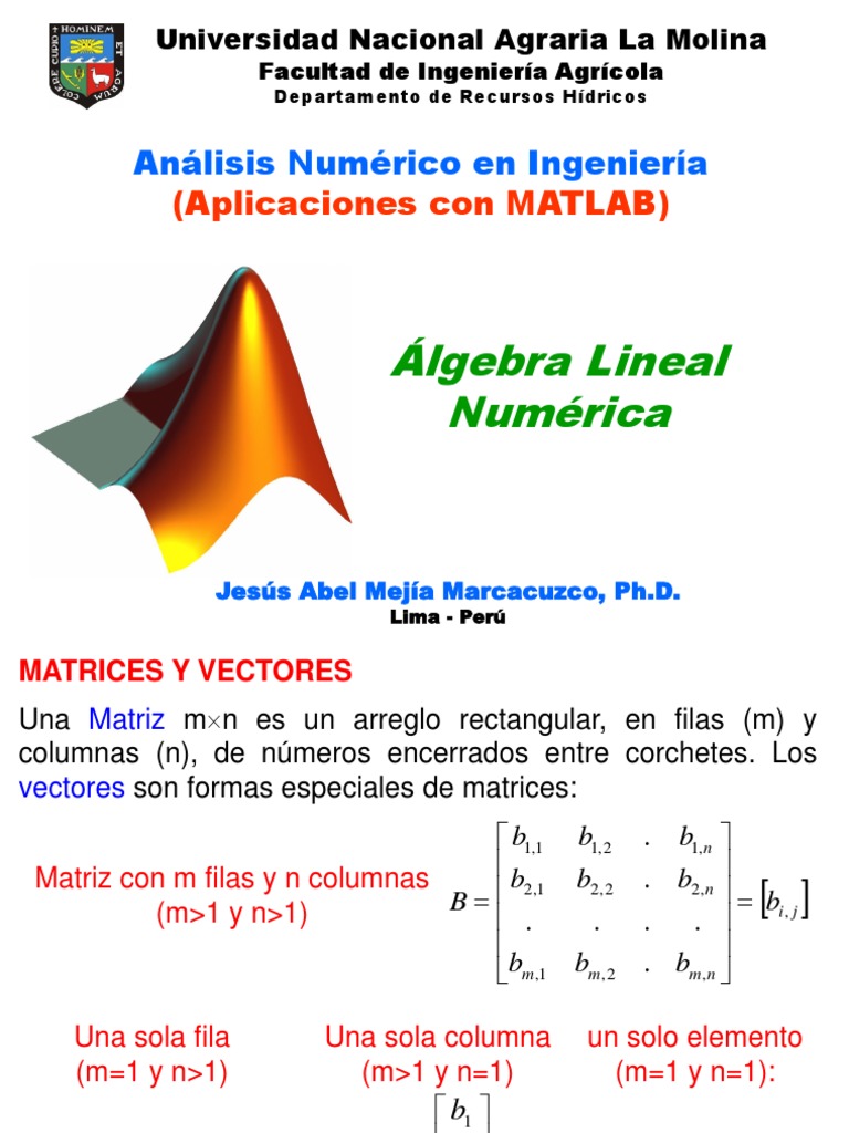 Álgebra Lineal Numérica con MATLAB | PDF | Matriz (Matemáticas ...