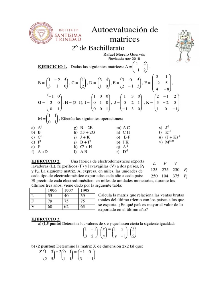 Autoevaluación MCS II Matrices | PDF | Teoría del operador | Matriz ...
