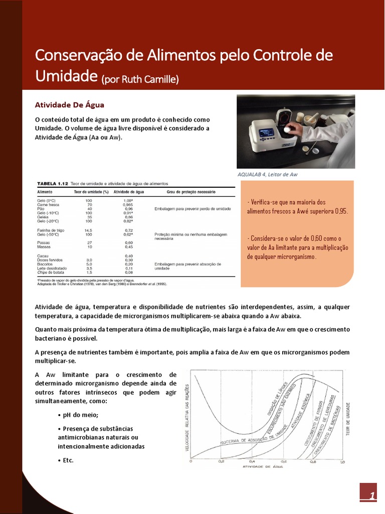 Controle de Umidade na Conservação Alimentar | PDF | Evaporação | Umidade
