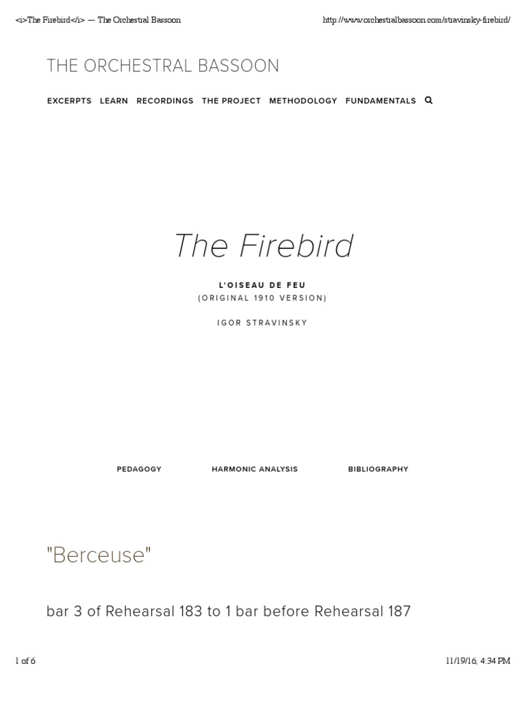 The Firebird The Orchestral Bassoon PDF Ballet Companies