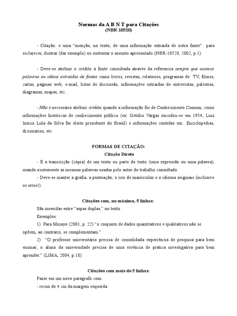 Normas ABNT para Citações e Referências | PDF | Citação | Science