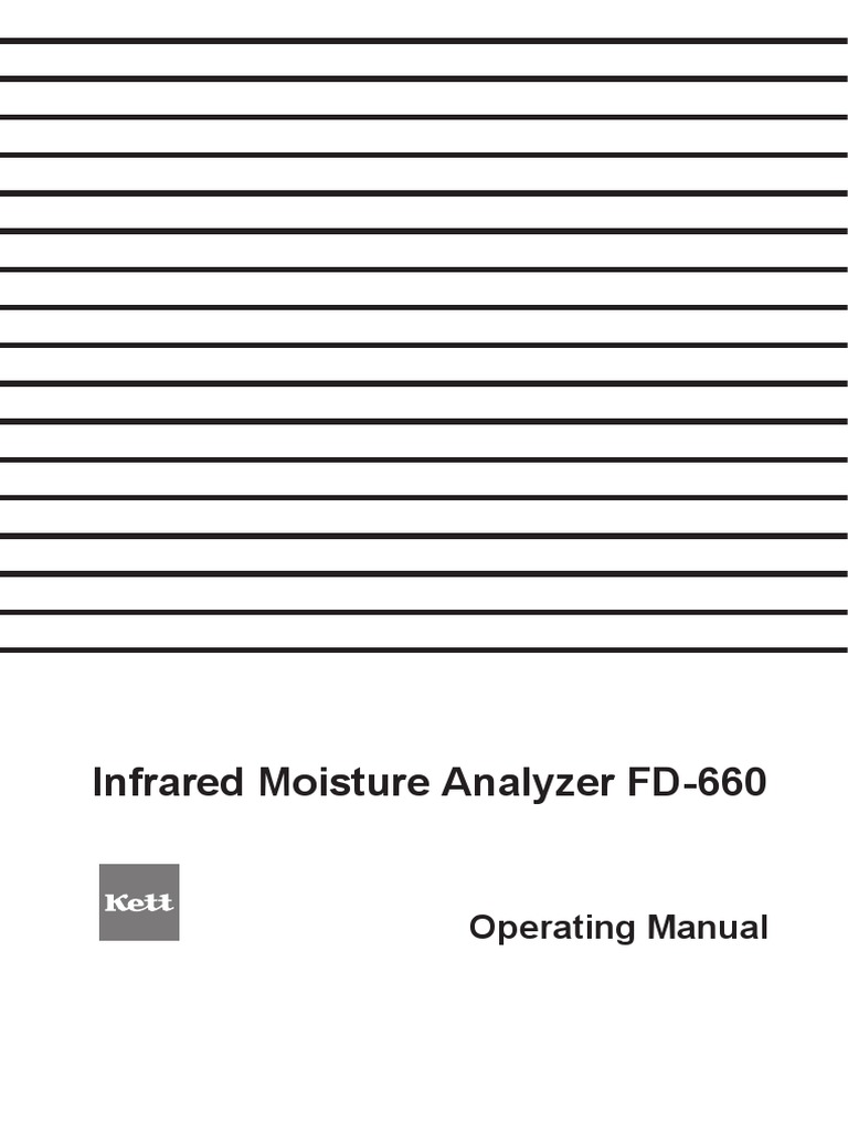 Infrared Moisture Analyzer FD660 Operating Manual PDF Hvac