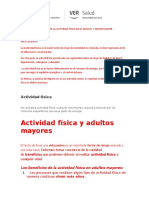 Benefiicos de La Actividad Fisica en El Adulto y Adulto Mayor