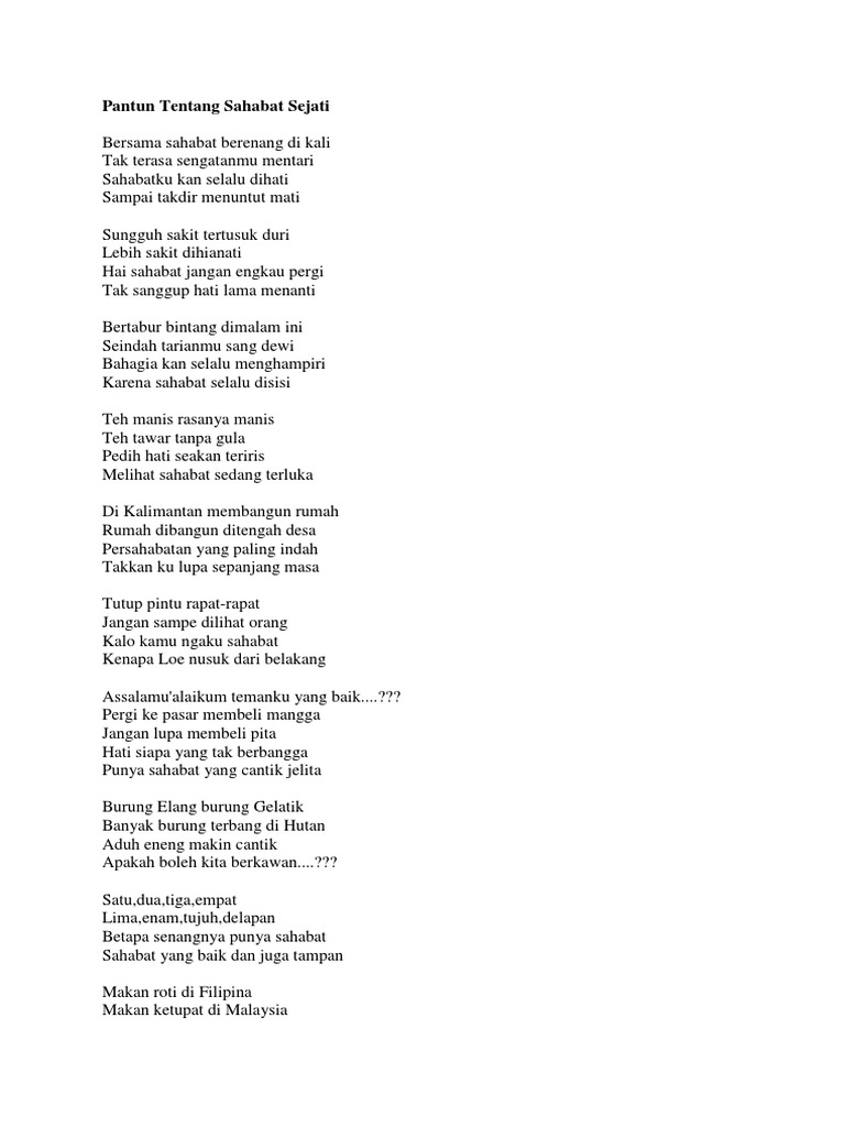 Pantun Tentang Sahabat Sejati Pdf