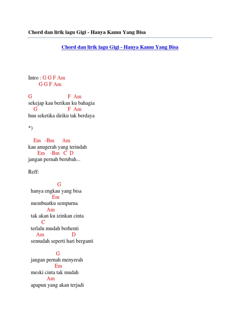 Chord Lagu Gigi