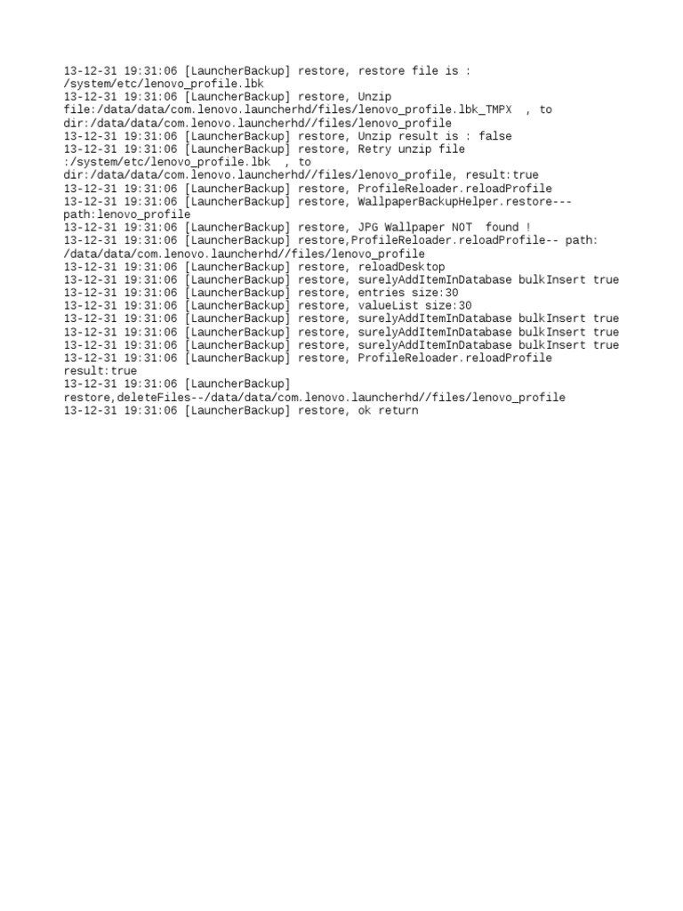 Lenovo Launcher Backup Restore Log | PDF
