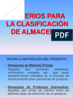 Clasificación de Almacenes 29 05 17