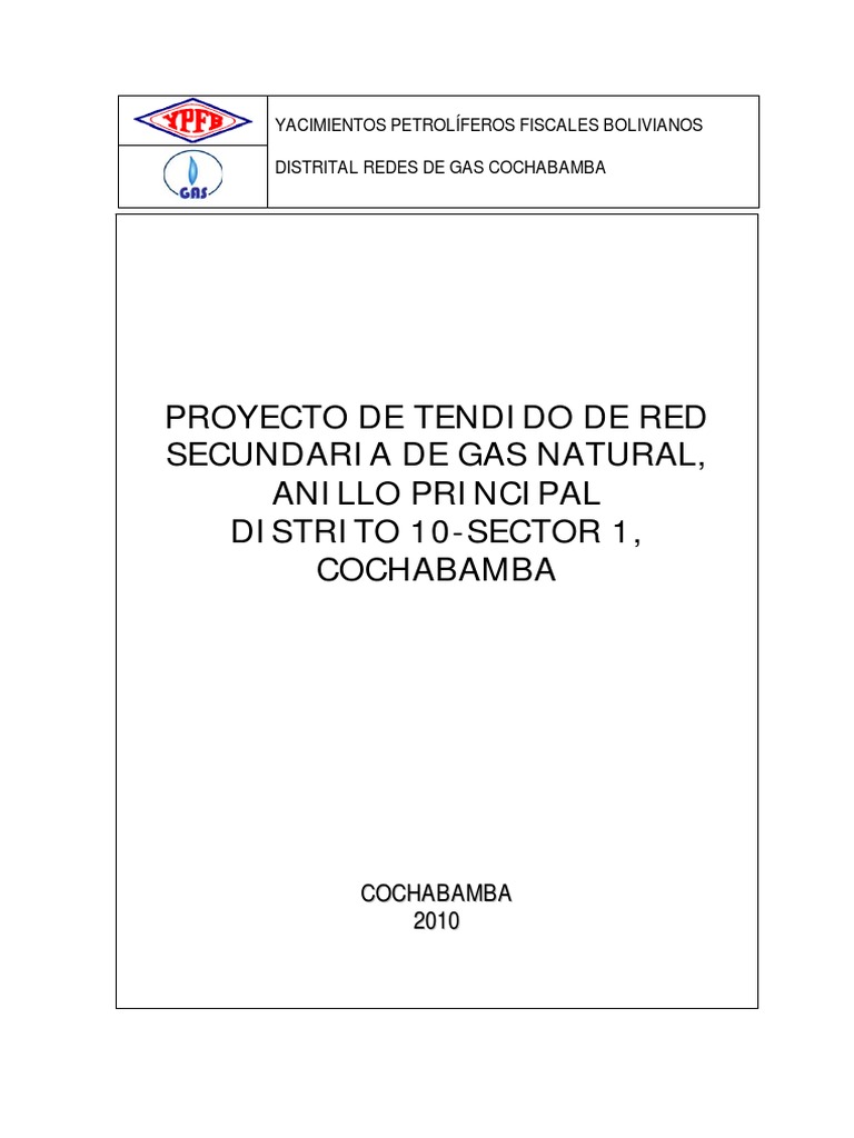 Red de Gas Del Distrito 10 CBBA LMA 1 | PDF | Tubería (transporte de ...