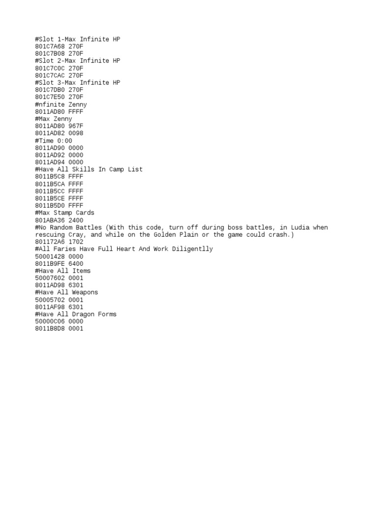 Infinite HP and Zenny Codes | PDF | Sports & Recreation | Home & Garden