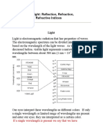 Properties of Light: Reflection, Refraction, Dispersion, and Refractive Indices