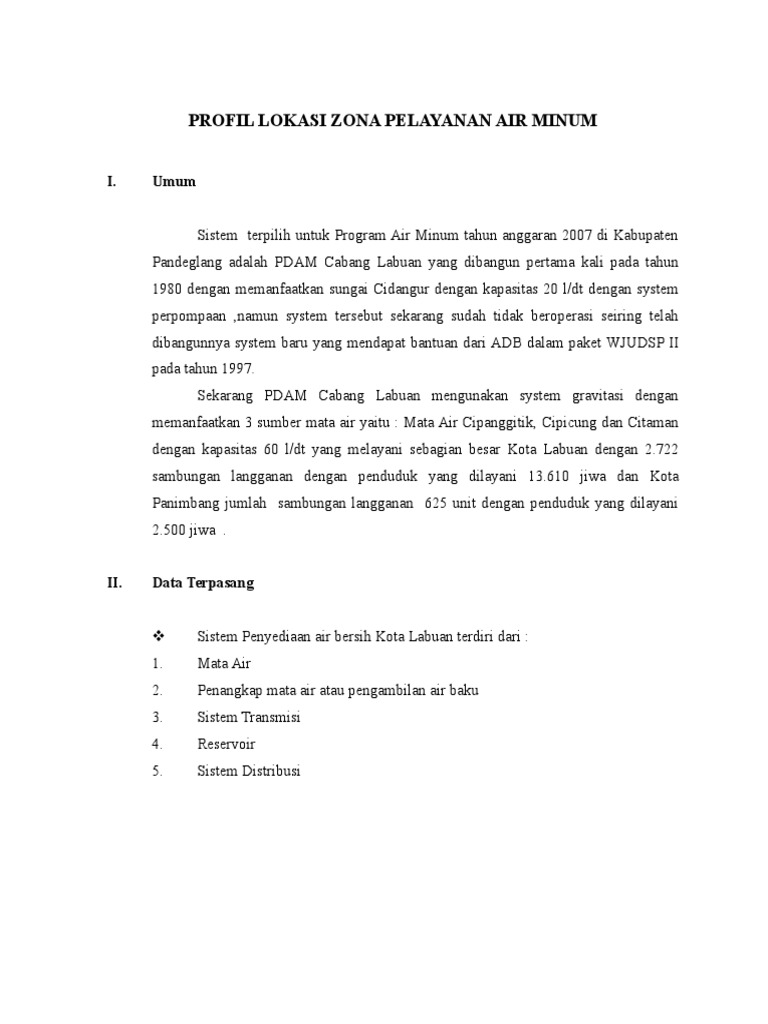 Profil PDAM Air Minum Pandeglang | PDF