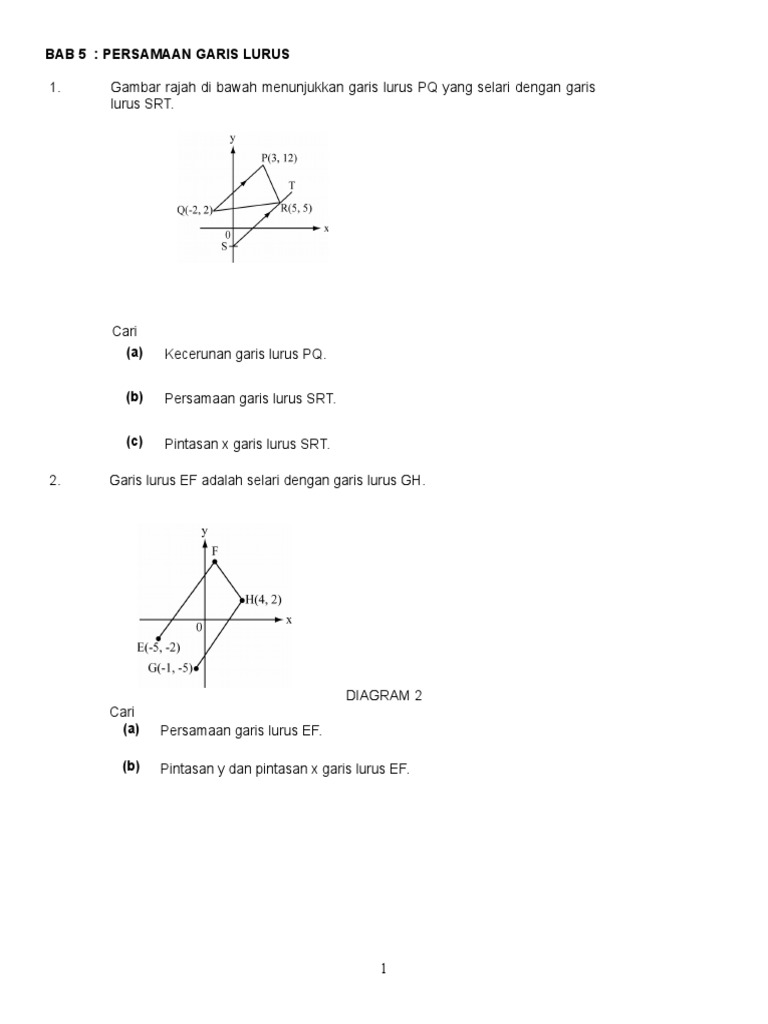 Latihan Bab Garis Lurus Pdf
