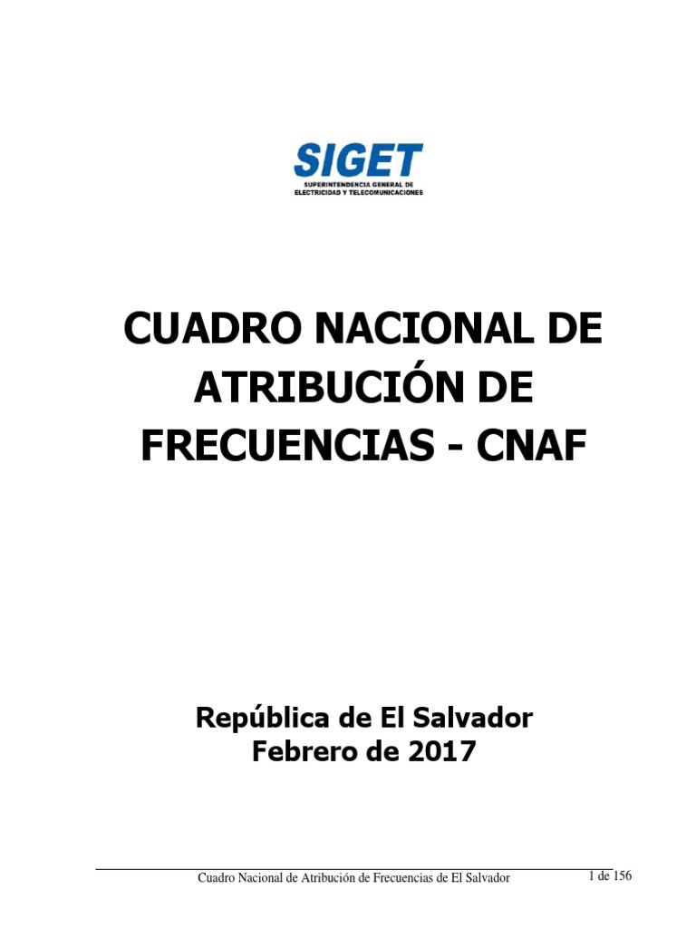 Cuadro Nacional de Atribucion de Frecuencias - CNAF 2017 | PDF ...