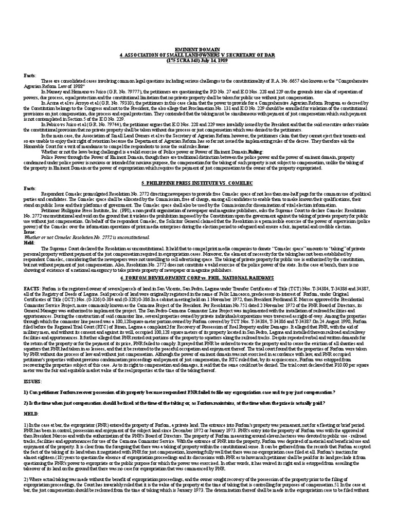 Eminent Domain Pdf Just Compensation Eminent Domain