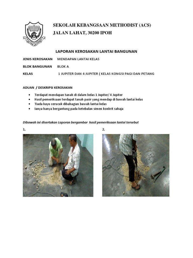 Laporan Kerosakan Lantai Bangunan Docx