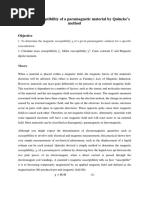 Magnetic Susceptibility of a Paramagnetic Material by Quincke's Method