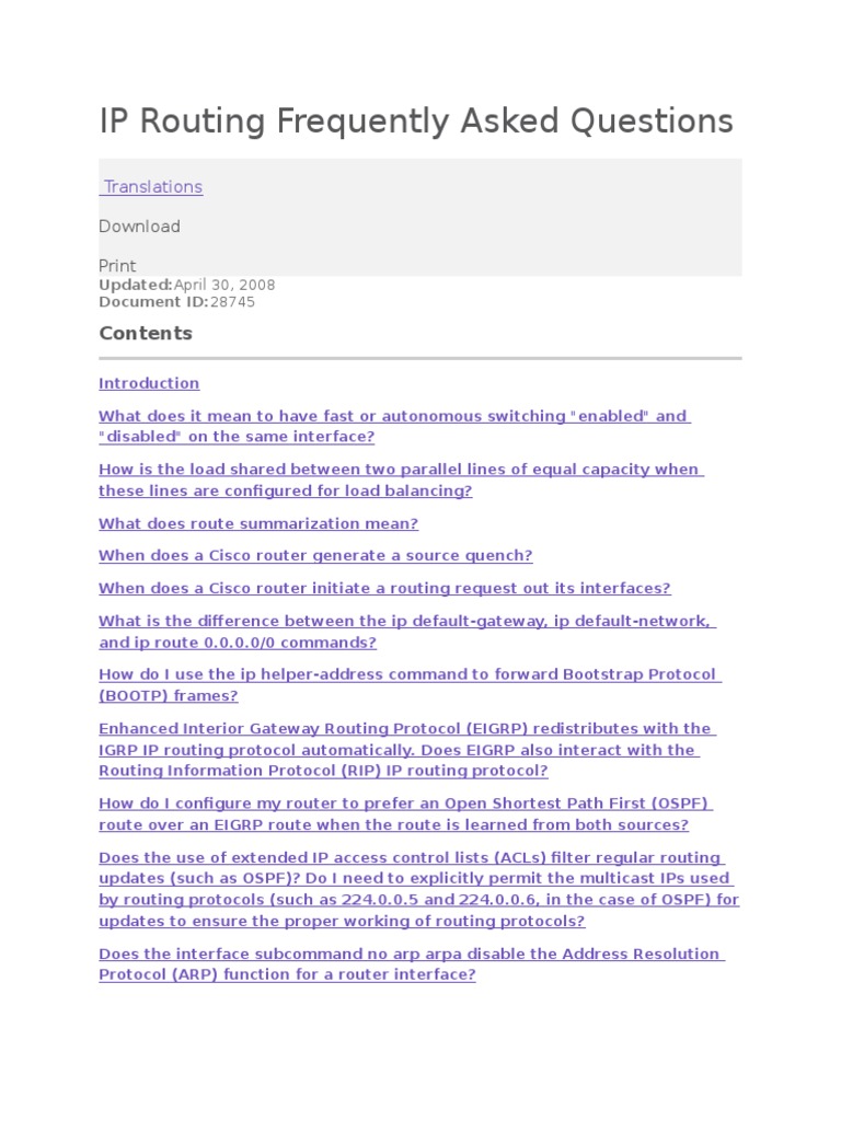 IP Routing Frequently Asked Questions | PDF | Virtual Private Network ...