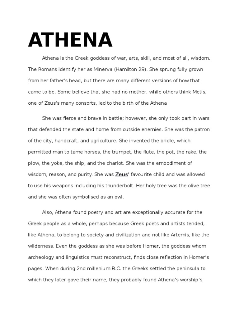 Athena | PDF | Athena | Ancient Greek Religion