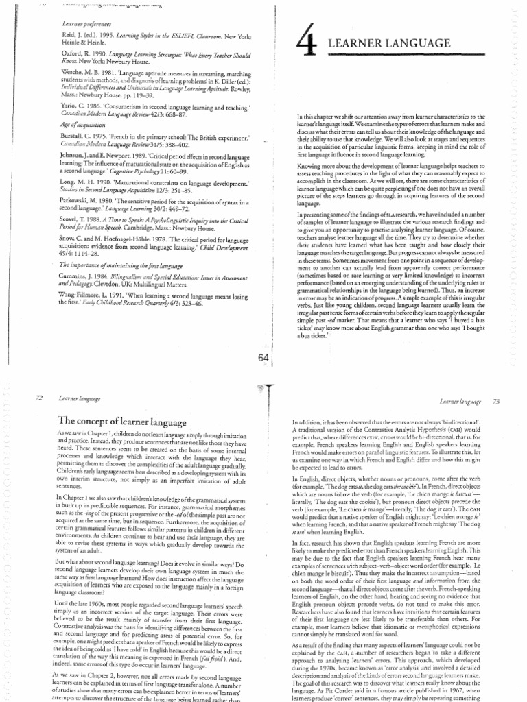 How Languages Are Learned Oxford Chapter 4 Learner Language PDF | PDF ...