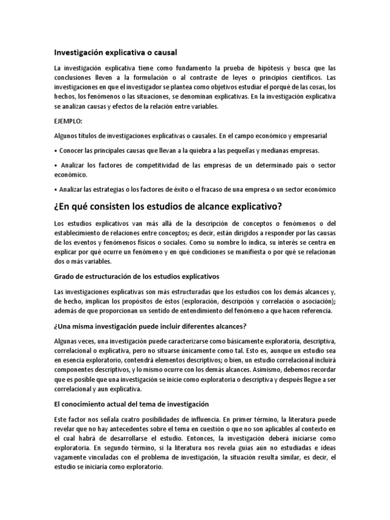 Investigación Explicativa: Definición y Ejemplos | PDF | Caso de ...
