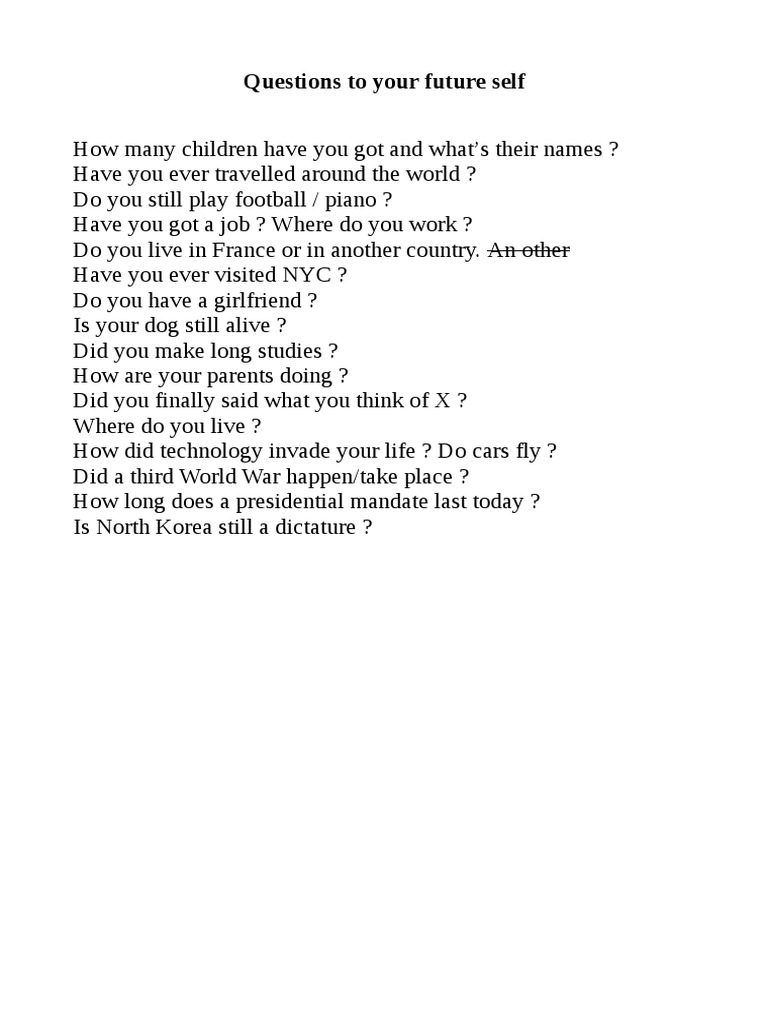 Questions To Your Future Self | PDF