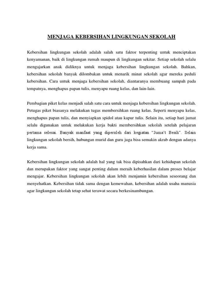 Menjaga Kebersihan Lingkungan Sekolah