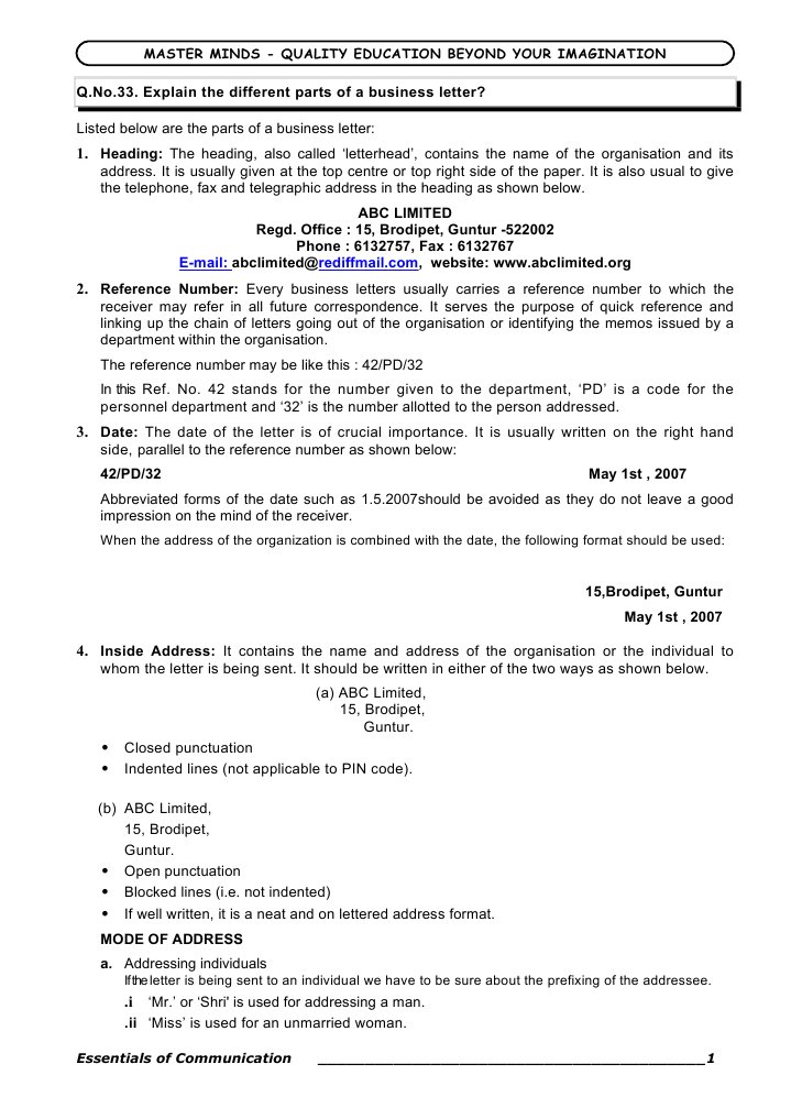 English : business letter sample image