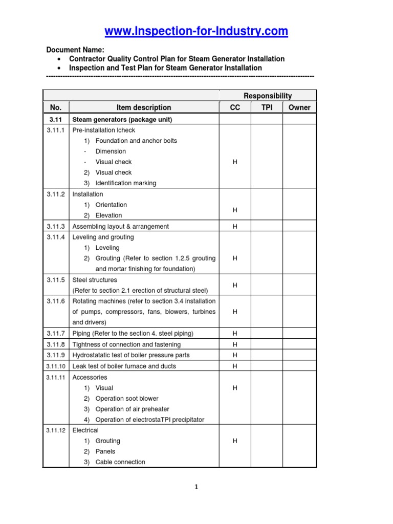 Steam Generator Package Quality Control Plan | PDF | Boiler | Steam image.
