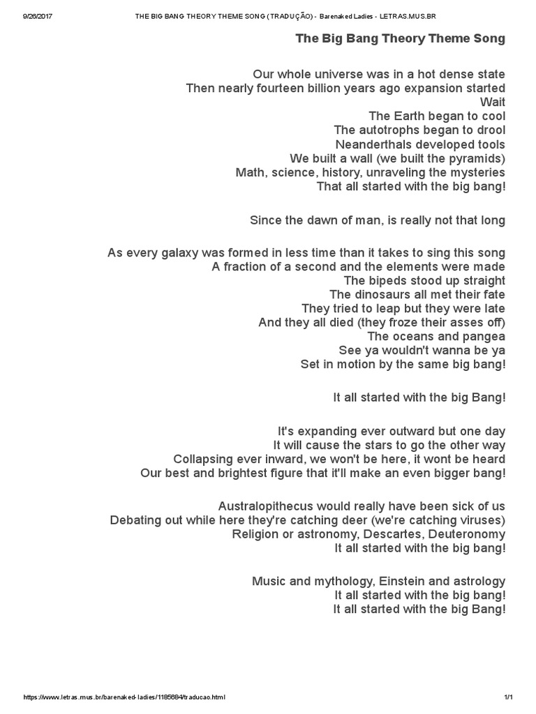 Lyrics Big Bang Theory Theme Song