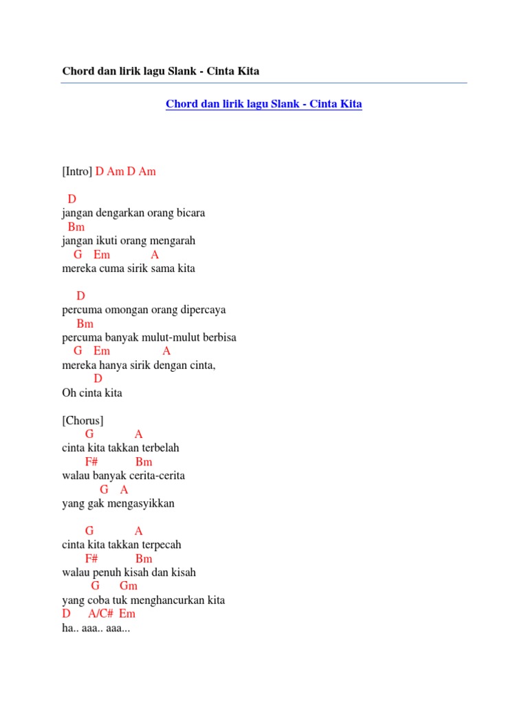 Kisah Cinta Kita Chord Chord Walls