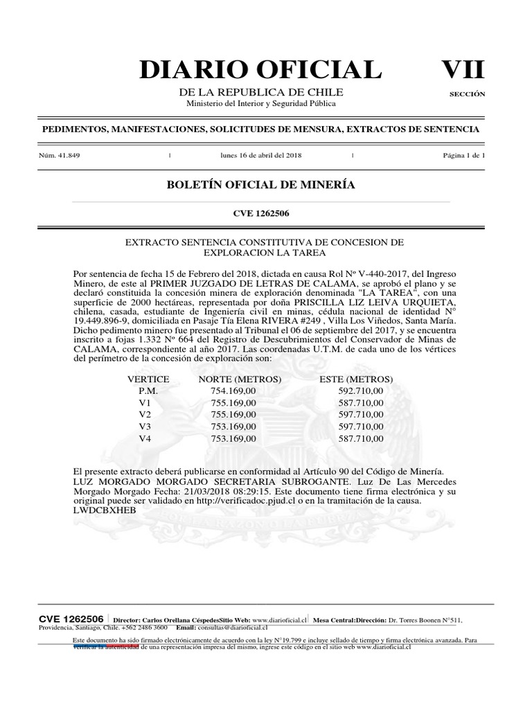 Publicacion Sentencia Constitutiva Diario Oficial | PDF | Gobierno