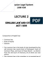 Lecture 2 - English Law and Civil Law Act 1956