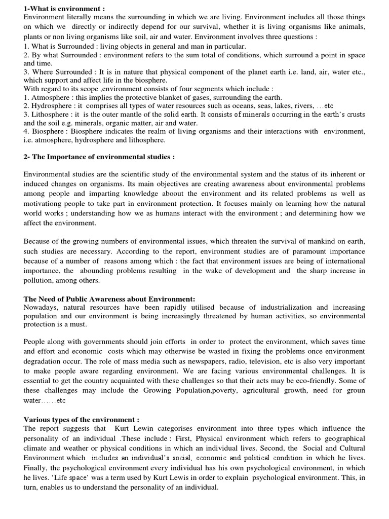 What Is Environment PDF Natural Environment Earth