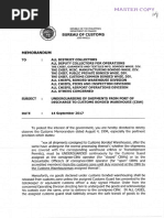 BOC Memo On Underguarding of Shipments From Port of Discharge To CBW