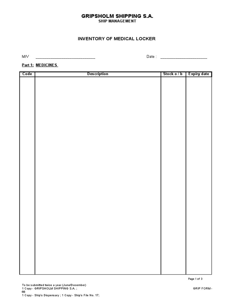 Medical Locker Inventory for M/V | PDF | Technology & Engineering