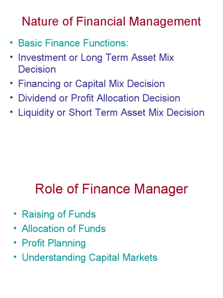 Nature Of Financial Management Pdf Money Capitalism