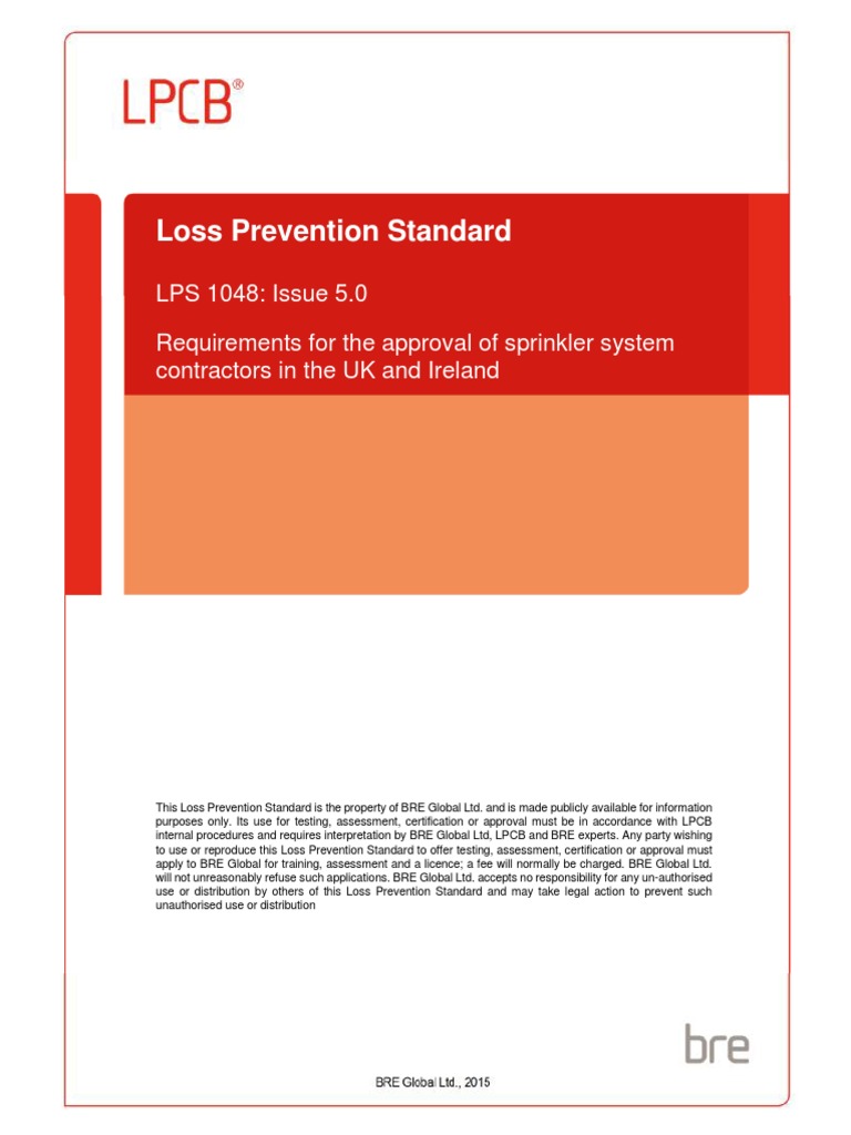LPS 1048 Requirements For The Approval of Sprinkler System Contractors ...